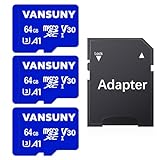 Vansuny マイクロSDカード 64GB 3パック microSDXCメモリーカード SDアダプター付き A1 アプリパフォーマンス V30 4K ビデオ録画 C10 U3 Micro SD 電話 セキュリティカメラ ダッシュカム アクションカメラ用