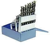 Cleveland C00902 Q-Cobalt 29 Piece High-Performance Wide Land Jobber Length Drill Bit Set, Gold Oxid