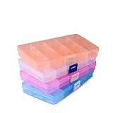 Opret　【４色セット】　収納ボックス パーツケース 釣り 収納　小物収納　小物入れ アクセサリー収納　透明ボックス　雑貨入れ　ホワイト　【15グリッド　蓋付き】　