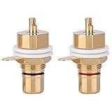 ソケット ジャック 2個入り コネクタ 赤 黒 パネルマウント メスジャック 端子 ソケット オーディオコネクタ 金 メッキ 銅製