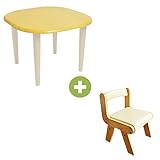 Kidzoo(キッズーシリーズ)キッズテーブル&amp;肘なしチェアアイボリー 計2点セット