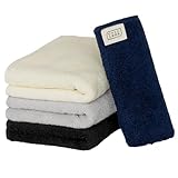 【Amazon.co.jp限定】タオル研究所 [毎日シンプル] #001 フェイスタオル MIX.b 4枚セット 高速吸水 速乾 綿100%