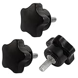 uxcell ねじノブ 花型 スター型のヘッド ねじタイプ クランプねじ ブラック ネジ径6mm 3個入り