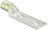 Panduit LCDX250-12-X Flex Conductor Lug, Two Hole, Standard Barrel With Window, 1/2" Stud Hole Size,