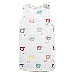 Petit Bella 年中使い ６重ガーゼスリーパー パジャマ 通気 子供服 ベビー服 寝袋 100%コットン 綿 子供 赤ちゃん ボタン開閉式 プレゼント 出産祝い (M, 多彩クマ柄)