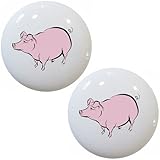 セットの2 Pigファーム動物セラミックキャビネット引き出しプルノブ
