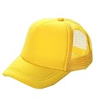 Plus Nao(プラスナオ) 帽子 キャップ メッシュキャップ CAP 野球帽 無地 シンプル 子供 キッズ ジュニア 男の子 男児 女の子 女児 日焼け防 53-56cm イエロー