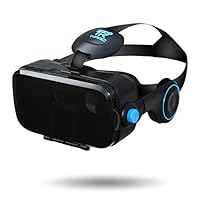 T-PRO 3D VR ゴーグル iOS android対応 iPhone 7 7plus 6s 6 6plus 5s xperia ゲーム 本体 おすすめ ヘッドセット一体型 ヘッドホン 視野角調節 近視対応 音量調節 galaxy ヘッドマウントディスプレイ 4.0~6.0インチスマホ対応【国内メーカー直販:1年保証付】 (ブラック)