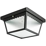 Sunlite ODI1095 9-Inch Ceiling Mount Outdoor Porch Fixture, Black Finish with Frosted Glass [並行輸入品]