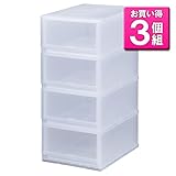 《3個セット》 収納ケース PLUST PHOTO（プラスト フォト）PH3404 ４段 幅34×奥行45×高さ75.5cm (C) クリア