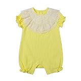 MYDABABY ロンパース 60 70 80 90新生児 女の子 夏 ショートオール 育児 イエロー 90 12m - 24m