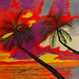 Sunset and palm trees装飾セラミック壁アートタイル6 x 6
