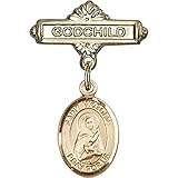 ゴールドFilled Babyバッジwith聖Victoria Charm and Godchildバッジピン1 x 5 / 8インチ