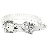 HTharros 犬首輪 犬の首輪 犬用訓練首輪 小型 中型 ペット用品 合皮 キラキラ 弾力性 ソフト PUレザー ラインストーン 調整可能 ピンク S