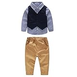 Domybest ベビー服 フォーマルスーツ キッズ上下セット　赤ちゃん フォーマル 紳士服 ベビースーツ トップス+ ベスト+パンツ 3点セット 男の子 長袖 ジェントルメン 新生児 幼児 結婚式 