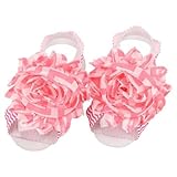 FEITONG 2016 1Pair Infant Pearl Chiffon Barefoot Toddler Foot Flower Beach Sandals (Pink) by FEITONG