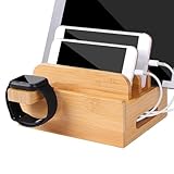 Nlrlo 木製充電ステーションボックス - デスクトップ充電ステーションラック、携帯電話、時計、ラップトップ、タブレット用 ナイトスタンド充電ステーションオーガナイザー