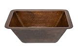 Premier Copper Products LRECDB Rectangle Hammered Copper Bathroom Sink, Oil Rubbed Bronze [並行輸入品]