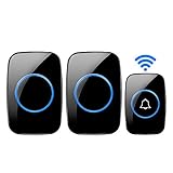 ワイヤレスチャイムキットDoorbell、ELEGIANT防水オペレーティングat 1000フィートover with 1リモートプッシュボタン2プラグイン受信機、38 Chimes for Offi