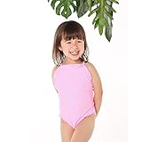 BABY ONE™ （ベビーワン）キッズ水着ワンピース　オールインワン　一体型スイムウェア　　 女の子水着　夏新作　可愛い 速乾 紫外線カット 　ピンク (100cm)