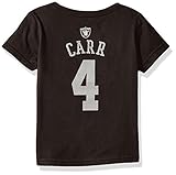 NFL Boys 4 – 7 Derek Carr Oakland Raiders Mainliner Name & Number半袖Tシャツ、ブラック、ミディアム/ ( 5 – 6 )