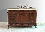 Stufurhome gm-5110 – 56-tr 56-inchプリンストンSingleダークチェリー仕上げでVanity with Marbleトップinトラバーチンwithホワイトアンダーマウ