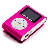 音楽プレーヤー、mewmewcat ミニポータブルMP3ミュージックプレーヤーメタルクリップオンMP3プレーヤー（LCD画面サポート付き）TFカードワイドアプリケーションローズレッド