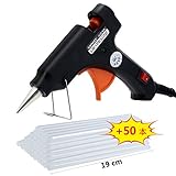 Powangle グルーガン グルースティック50本付 強力粘着 速乾 高温タイプ 接着剤 プラスチック用 DIY工具用品 軽量 プロ小型 (ブラック)