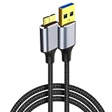 USB3.0 ケーブル Micro B ハードディスク タイプAオス - マイクロBオス 5Gbps データ高速転送ケーブル 高耐久性 ナイロン編み外付けHDD/SSD Blu-ray BDドライブ デジタルカメラ用 (0.5M)