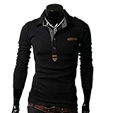 SHEYA ポロシャツ メンズ Tシャツ カットソー 長袖 ロンT エポレット ゴルフウェア トップス カジュアル コーデ 春 秋 メンズ ファッション 黑