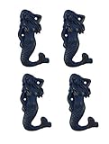 鋳鉄装飾壁フックのセット4ブルーDistressed Cast Iron Mermaids装飾壁フックセット2.75 X 5 X 1.25インチブルーモデル# 30081
