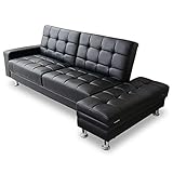 ソファーベッド 収納 【コンフォルト レザー ブラック】 合皮 3人掛けソファー シングルベッドサイズ ソファーベット 幅：205cm （KIC）