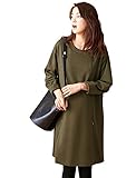 Angeliebe エンジェリーベ マタニティ ワンピース 授乳口付き 裏起毛 ポンチ バック タック ワンピ 産前 産後 妊婦服 Aライン 通勤 フリー カーキ 21726 21726200