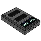 デュアルドックバッテリー充電器ステーション マイクロタイプCデュアルポートカムバッテリー充電器BLN‑1カメラバッテリー用デュアルLCDディスプレイ 過充電保護