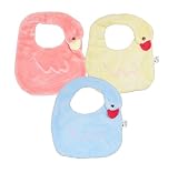 Simpleplan　ベビー　赤ちゃん　よだれかけ　食事用　スタイ　ビブ　3枚組　かわいい　白鳥　動物柄　ポリエステル　防水　ブルー　ピンク　イエロー