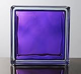 ガラスブロック ◆◆◆デザイン豊富20種類◆◆◆（カラーシリーズ） 190mm角×80mm厚　 (6個セット（1ケース）, In Colored Purple)