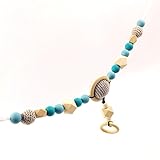 ベビーカーチェーン 歯固め ママ授乳ジュエリー 木製?がらがら?赤ちゃんのおもちゃ【木育 安全 無味】ブルー