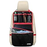 aomaso車バックシートオーガナイザークーラーマルチポケット付き旅行ストレージバッグ( heat-preservation )ストレージポケットとメッシュポケットブラックとルージュ