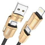 RAVIAD 4in1 充電ケーブル マルチ 3A USB Type C ケーブル iPhone 充電コード 60W PD USB C ライトニング usb-c 高速充電 タイプc コード タイプc ライトニング iPhone16/15/14/13Pro Max/12mini/11/XR/XS Max, Galaxy S24/S23, Xperia-2M