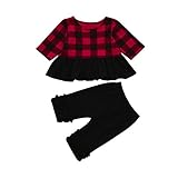 Tovadoo 子供服 ベビー服 女の子 トップス+ズボン 春夏 ワンピース チェック柄 レトロ風 プリンセス 可愛い プレゼント 通学 旅行 海遊び 1-4歳