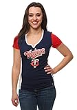 Ladies Minnesota Twins Time to Shine NotchedスクープネックRhineスタッド半袖Tシャツ( L = 12 – 14 )