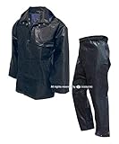 トオケミ(TOHKEMI) レインウェア 重厚PVCレザー ビニロンスーツ　(ネイビー)　(ジャケットとパンツは同サイズになります) (LL)