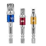 MAEXUS ソケットアダプター 六角軸用 差込角変換 アダプター - インパクトドライバーに最適！六角軸 ⇒ ドライブ角1/4" 3/8" 1/2" SAS-3 （3本組，シルバー）