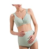 Spinas（スピナス） 産前産後兼用心地よさと美しいバストラインを追及した美胸授乳ブラジャー＆産後ショーツセット (ブラ36/80×ショーツXL, A)