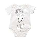 Ochine 新生児　幼児　ロンパース　英字プリント　男女兼用　短袖　コットンブレンド 　子供服　0-12月設定 カバーオール 4サイズ選べる (S, ホワイト)