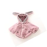 Cute Minor　ガールズ児童用　マント　秋冬　ファッション　新品　ラビット耳風の　子供用　毛皮　厚い　帽子つく　マッチングしやすい　ベビー　マント/コート (125cm, ピンク)