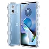 Motorola Moto G64Y 5G/G64 5G 用ケース かわいい クリア ウェーブ おしゃれ TPU+PC 韓国 可愛い スマホケース 人気 シンプル 滑り止め 耐衝撃 指紋防止 レンズ保護 ストラップホール付き ，モトローラ モト G64Y 5G シリーズの携帯カバー 透明