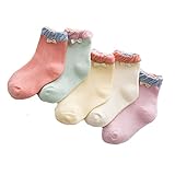 MY-secretキッズ靴下ソックス綿秋冬かわいい女の子ガールズお姫様リポン蝶結びジュニア発表会吸湿抗菌5足セット (L, I)