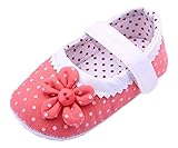 (ビグッド)Bigood ベビー靴 子供靴 女の子靴 フォーマルシューズ 赤ちゃんシューズ 水玉 花飾り トレーニング ルームシューズ 出産祝い 七五三 12cm ダークピンク