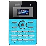 Twinbuys Qmart 第 1 四半期 4.0 mm 超薄スリム 1.0 インチ ミニ ポケット カード電話 GSM Bluetooth 音楽 FM ラジオ長いスタンバイ (ブルー) Qmart によって